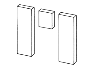 "Trio", figure ambigue par alignement équivoque des sommets.