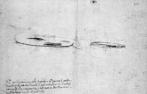 Léonard de Vinci, "Tête de bébé et oeil", feuillet du Codex Atlanticus.