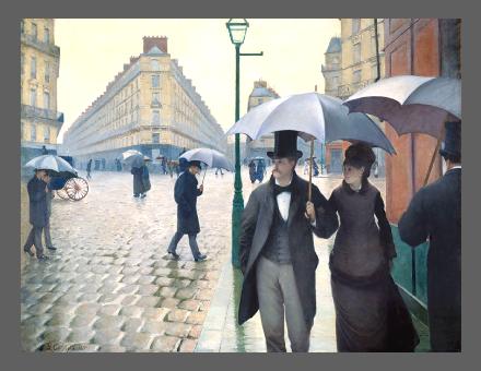 CAILLEBOTTE Gustave, "Rue de Paris, temps de pluie", huile sur toile, 1877.