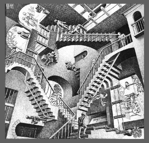 Escher, "Relativité", lithographie.