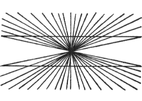 Illusion de Hering : deux horizontales traversées par des lignes rayonnantes  paraissent convexes .