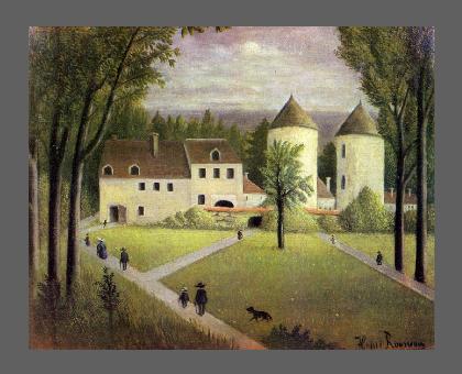 ROUSSEAU Henri, "Paysage avec manoir", huile sur toile, 1890-95.