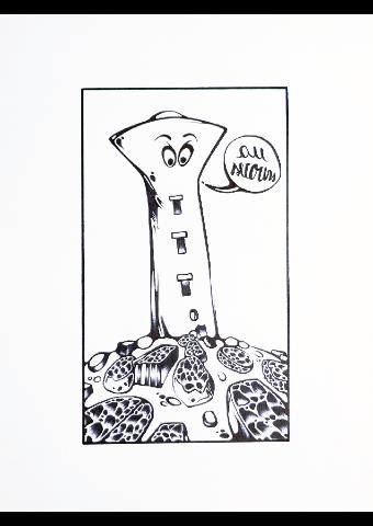 "Château d'eau aux éponges", dessin d'humour.