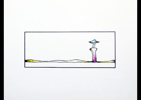 "Eau du château d'eau", dessin  d'humour.