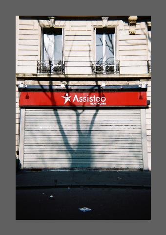 "Ombre d'arbre sur une faﾍade, 1", contact ﾎquivoque du hors-champ.