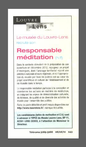 "Méditation du Louvre", annonce ambiguë.