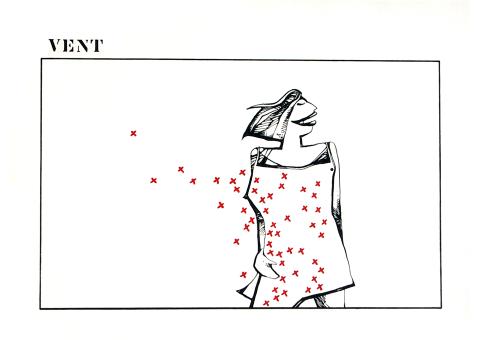 "Vent", représentation insolite du vent, encre et feutre