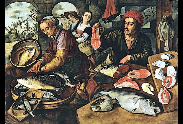 Beuckelaer, "Le marché aux poissons", 1568.