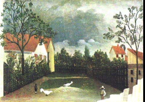 DOUANIER ROUSSEAU, "La cour", 1896-1898, huile. 