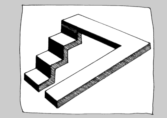 "Escalier ambigu", figure ambigue a contact equivoque.